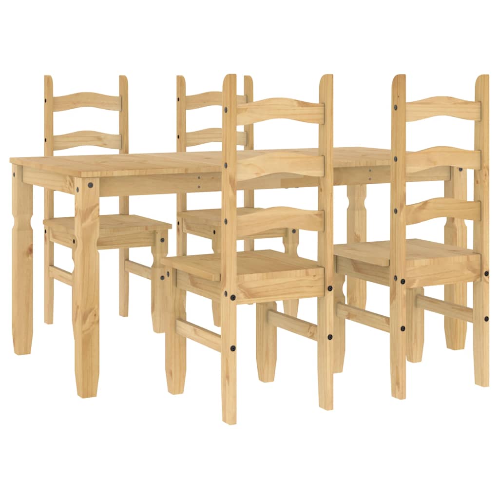 5 Piece Dining Set Panama Solid Wood Pine